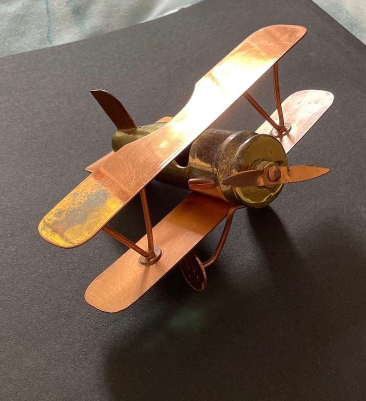 ROYAL SABLE COPPER TRENCH ART BI PLANE - MADE IN SALISBURY RHODESIA 1977