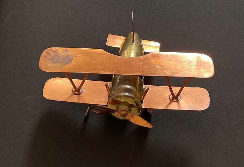 ROYAL SABLE COPPER TRENCH ART BI PLANE - MADE IN SALISBURY RHODESIA 1977