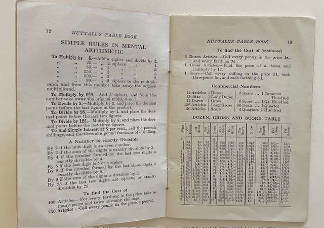 VINTAGE NUTTALS TABLE BOOK OF ESSENTIAL FACTS & FIGURES - EARLY 1950'S