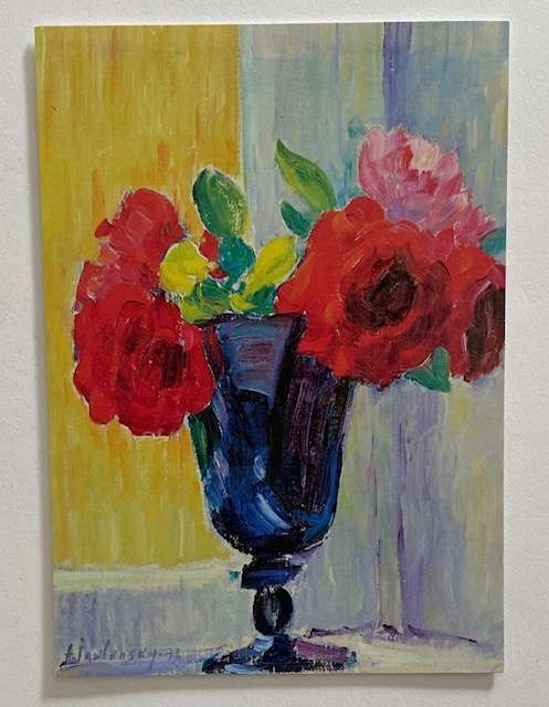 Art postcard - Rosen in Bauer Vase - 1937 - Alexej von Jawlensky - Printed in Germany