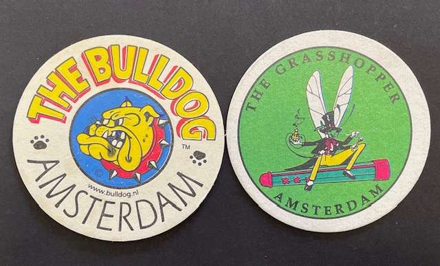 Vintage Beer Mug coasters x2 - The Bulldog and The Grasshopper