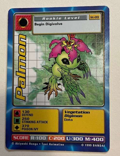 DIGIMON TRADING CARD - 1999 - PALMON - ROOKIE - ST09. NM