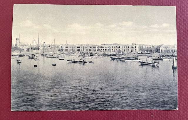 Vintage postcard -- Port at Massana, Ethiopia, under Italian occupation. Maritime history