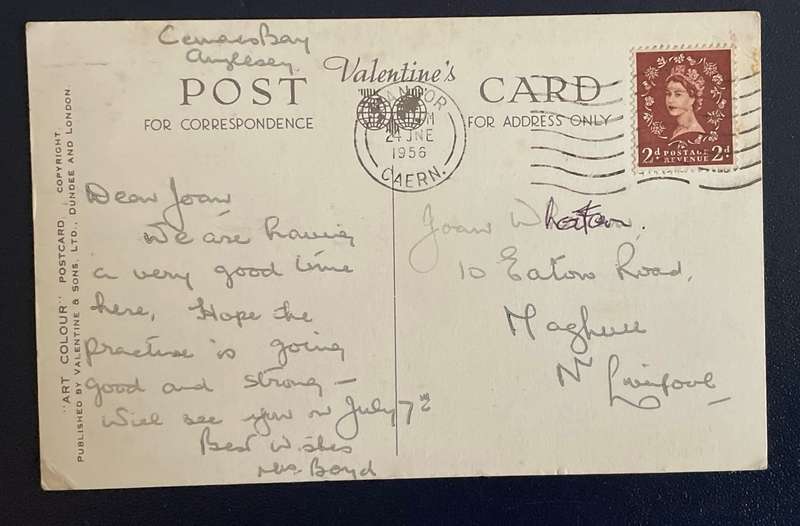 VINTAGE POSTCARD  - A WELSH WELCOME - VALENTINES  #A189 POSTED 1956