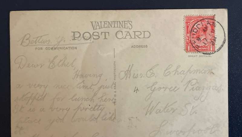 Antique VALENTINES POSTCARD - EMBOSSED - SWALLOW FALLS - BETTWS-Y-COED - POSTED 1920'S