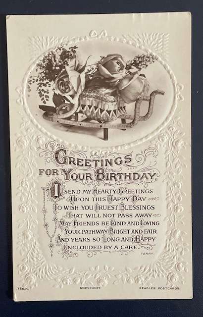 Antique Beagles Postcard - Embossed - #755K