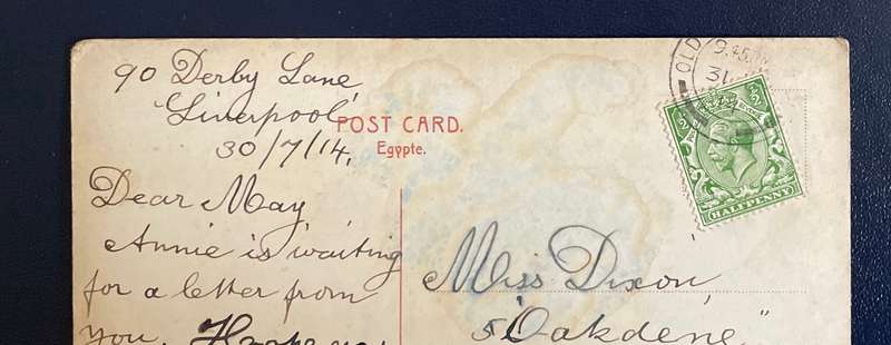 Antique POSTCARD - EGYPT - A FAMILY DINNER - #228 POSTED IN 1914 - HAS STAMP