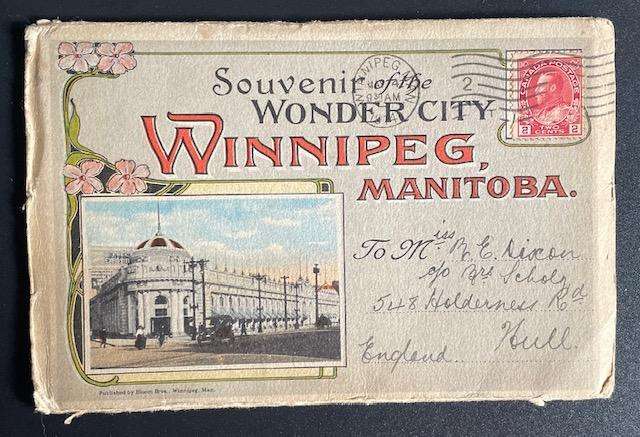 Antiq Souvenir Picture Card of Winnipeg, Manitoba - posted 1914. Includes  rare pic of Buffalo Bill!