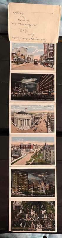 Antiq Souvenir Picture Card of Winnipeg, Manitoba - posted 1914. Includes  rare pic of Buffalo Bill!