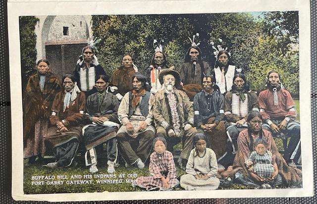 Antiq Souvenir Picture Card of Winnipeg, Manitoba - posted 1914. Includes  rare pic of Buffalo Bill!
