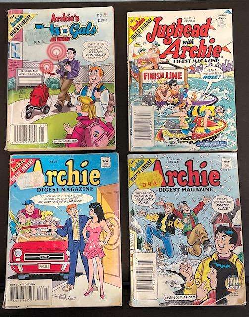 VINTAGE ARCHIE COMIC MAGAZINES  X4 - USED