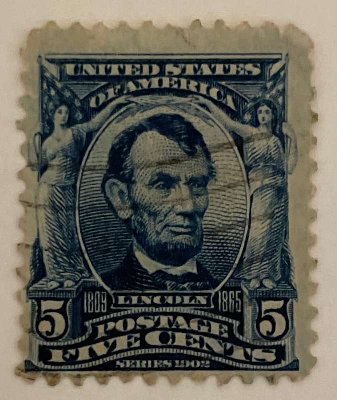 USA stamp - Abraham Lincoln 5c - 1902 series - Used.  Scott  #304