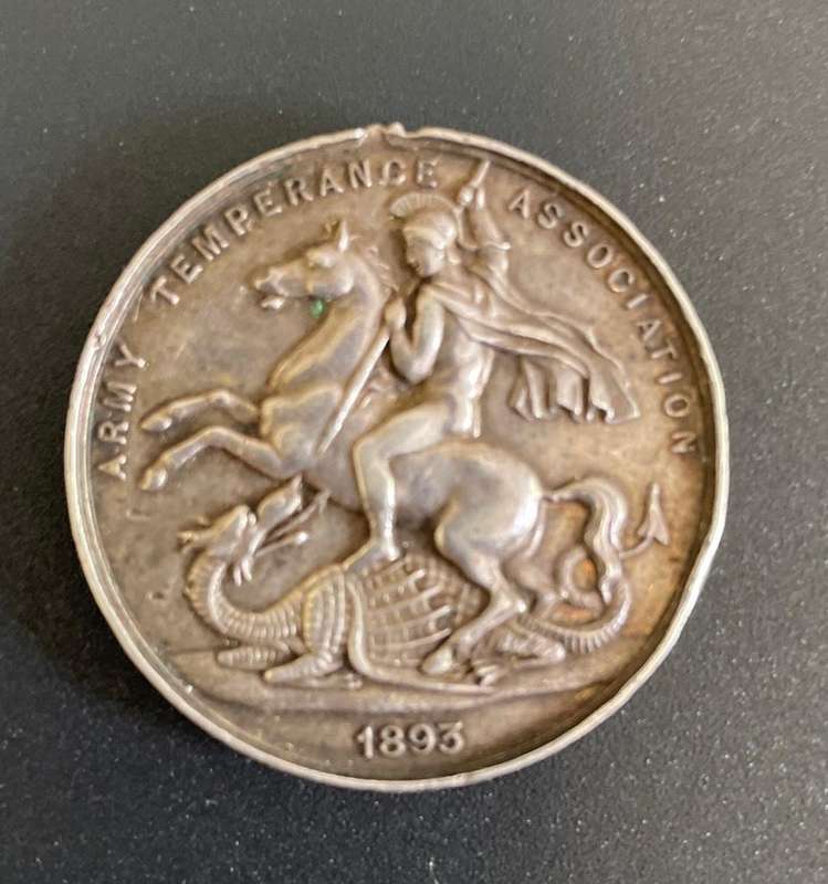 Antique 1893 Army Temperance Medal - with Masonic symbols on reverse.