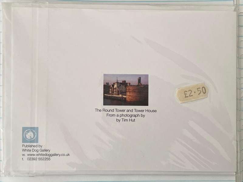 Vintage Large postcard - The Round Tower and Tower House , White Dog Gallery,  England