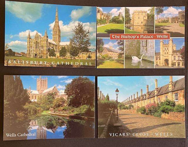 Vintage postcards x 4 - UK cathedrals and visitors spots - Salmon , England