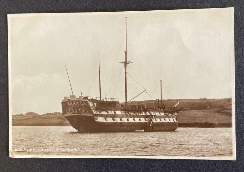 Antique postcard - Falmouth "IMPLACABLE" - Frith's card - early 1900's unused - Marine history