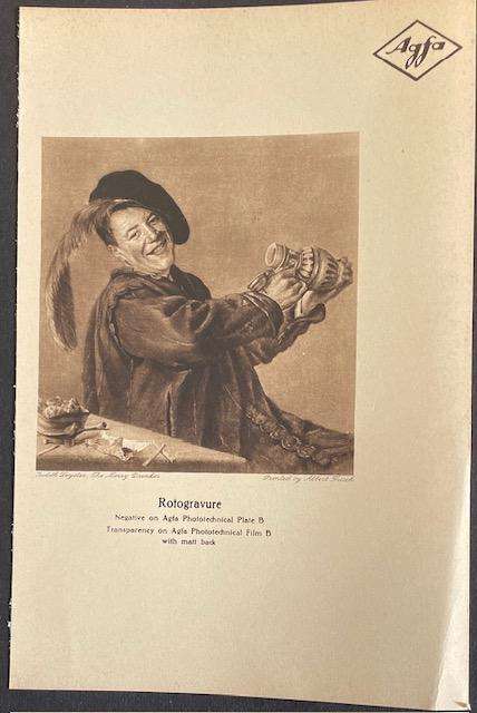 Antique Magazine Advertisement for AGFA. THE MERRY DRINKER - Judith Leyster -Printed - Albert Frisch