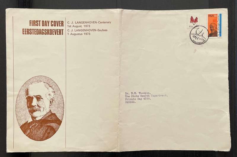 First Day Cover - SA - 1973 - C.J. Langenhoven.