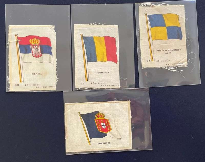 Collectible Silk Cigarette cards - FLAGS x 4