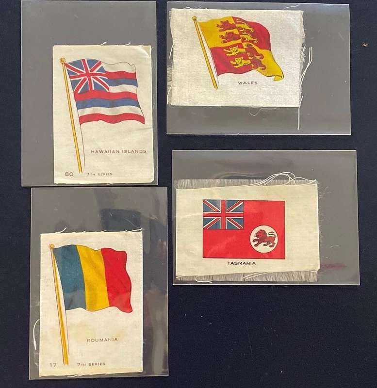 Vintage Collectible Silk Cigarette cards - FLAGS x 4