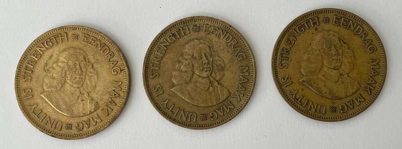 South African 1 cent coin 1961 x3