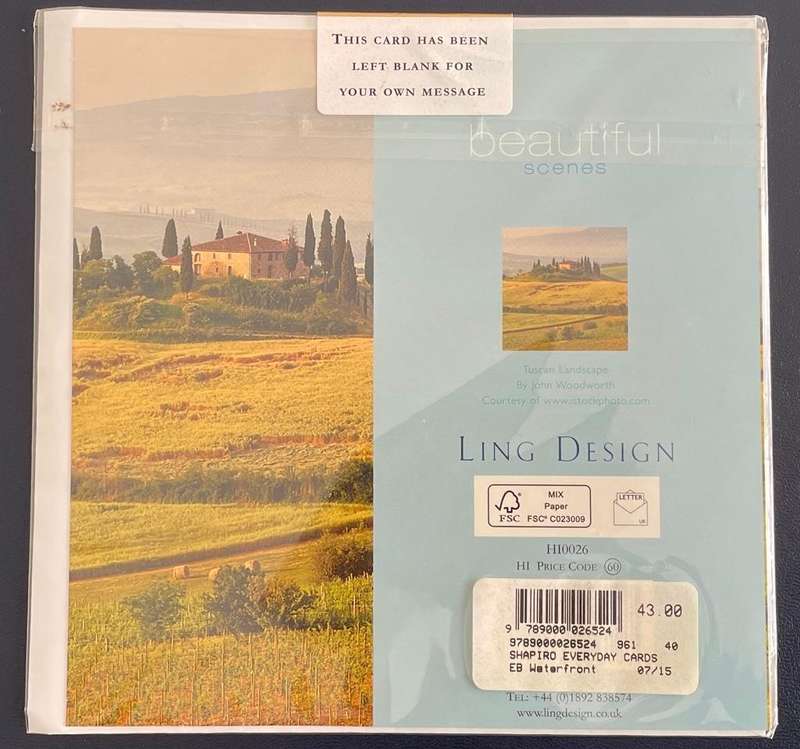 Large postcard / notelet - "Tuscan Landscape" by  John Woodworth.  Unused