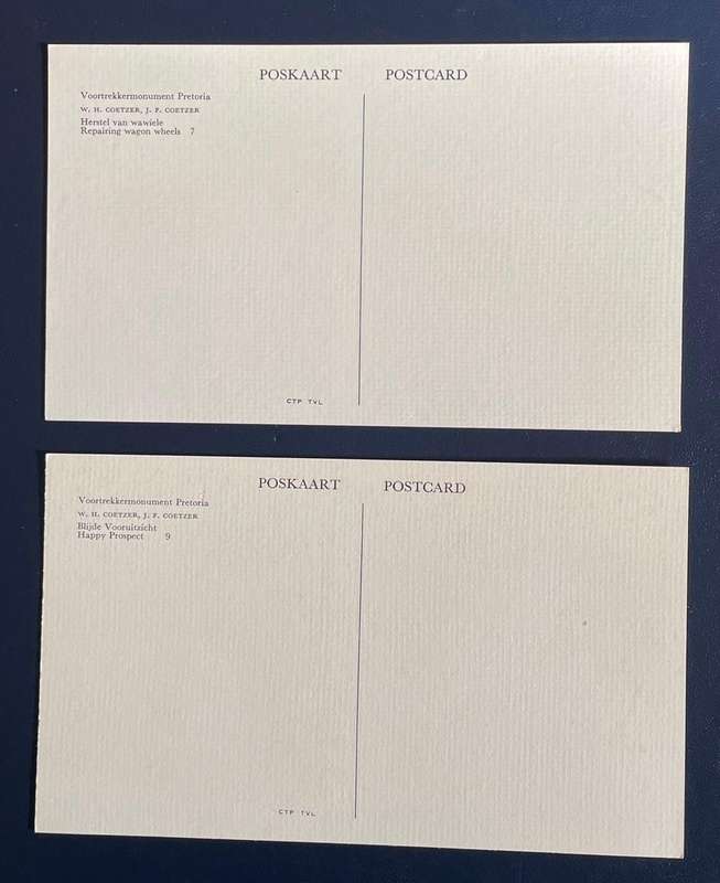VOORTREKKER MONUMENT  POSTCARDS (2)  -  unused  #7 and #9 .   #Africana