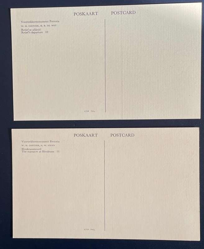 VOORTREKKER MONUMENT  POSTCARDS (2)  -  unused  #10 and #11 .   #Africana