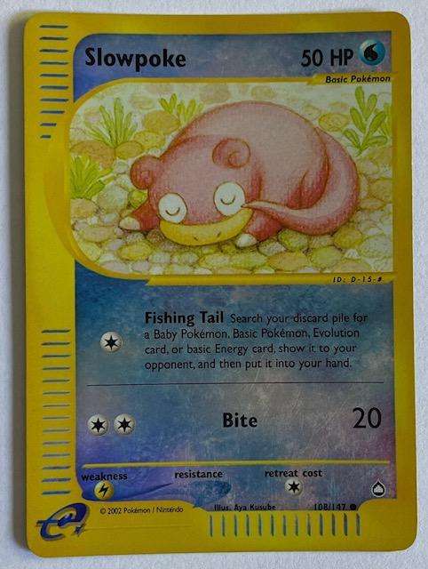 Pokémon Trading Card - 2002 - SLOWPOKE - REV HOLO - 108/147.  LP