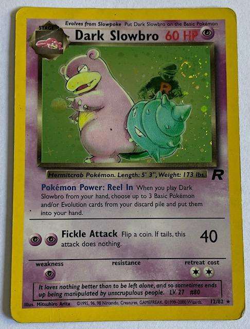 Pokémon Trading Card - 1999-2000 - DARK SLOBRO (R)  - HOLO - 12/82.  MP - RARE!