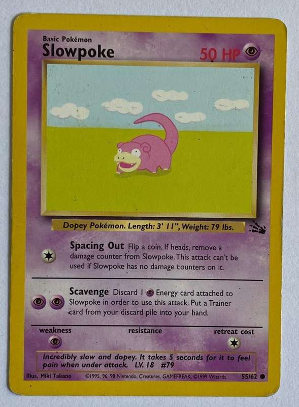 Pokémon Trading Card - 1999 - SLOWPOKE -  55/62  - LP .
