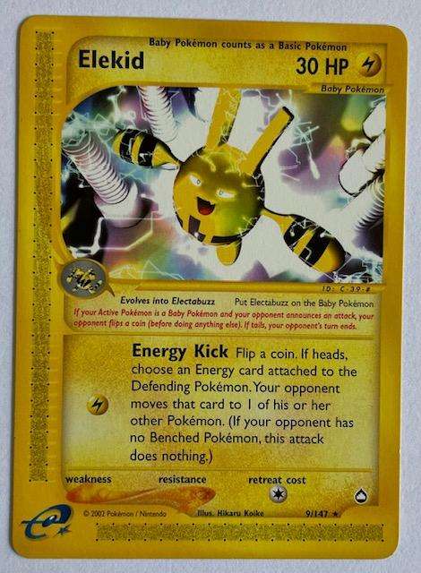 Pokémon Trading Card - 2002 - ELEKID - 9/147 - RARE!  - LP .