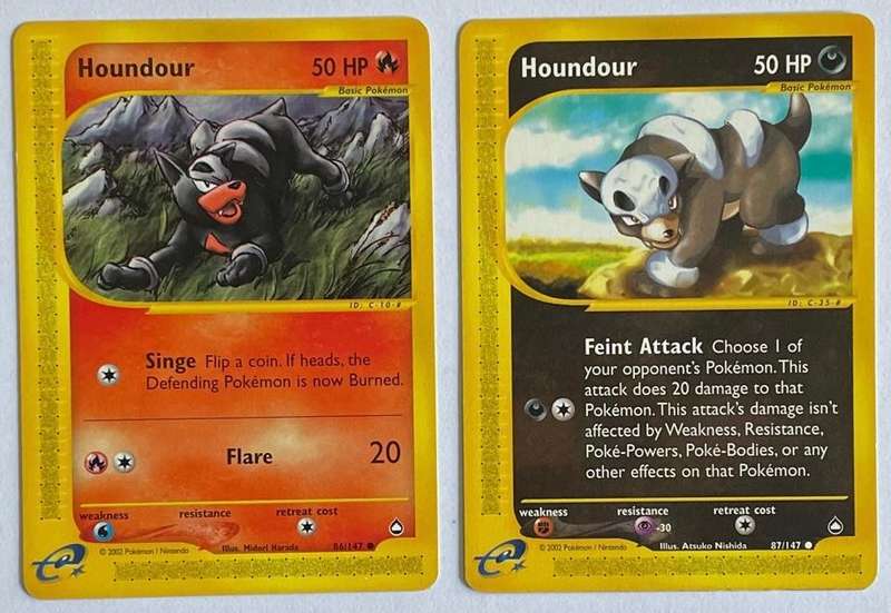 Pokémon Trading Cards x 2 - 2002 -HOUNDOUR - 86/147 AND 87/147  - LP.  NM