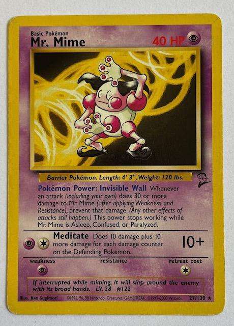 Pokémon Trading Card - 1999 - 2000 MR MIME 27/130 2nd Edition Rare