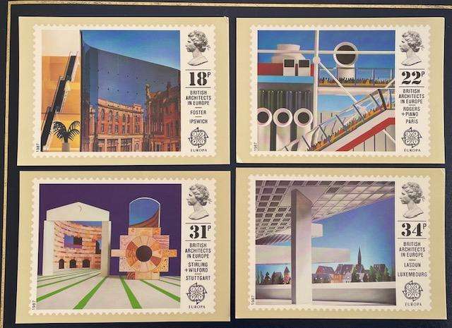 Maxi Cards - UK - British Architects in Europe - 1987 x4 - Stamp sets