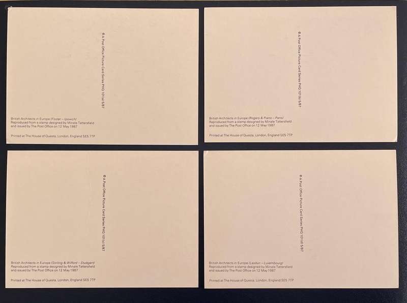 Maxi Cards - UK - British Architects in Europe - 1987 x4 - Stamp sets