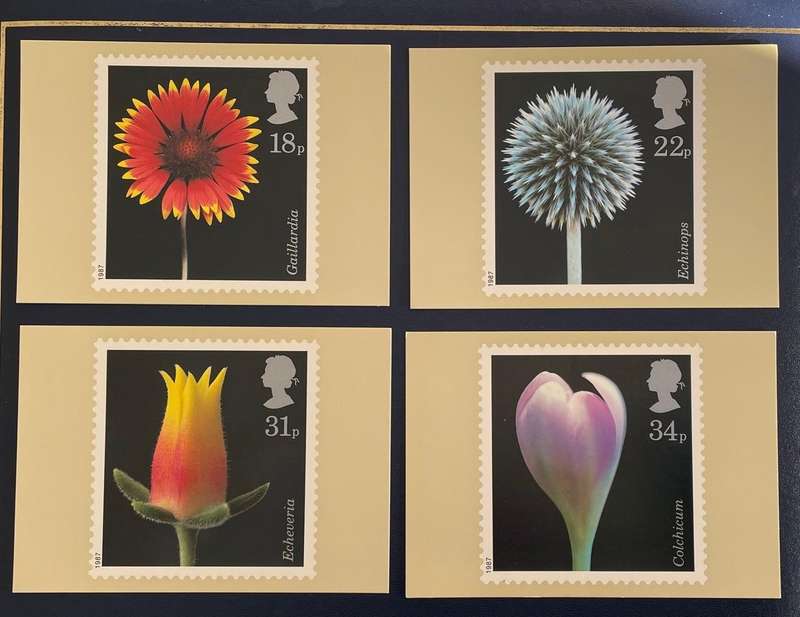 Maxi Cards - UK - The Flower set - 1987.  (Stamps)