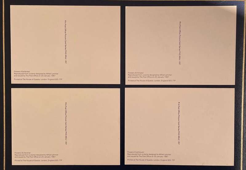 Maxi Cards - UK - The Flower set - 1987.  (Stamps)