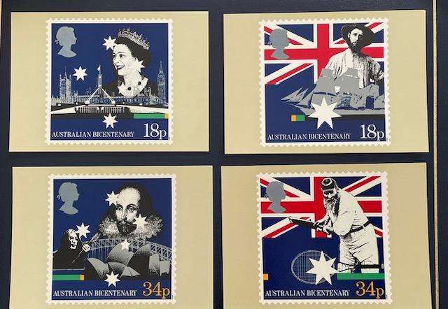 Maxi Cards - UK - The Australian Bicentenary set - 1988.  Stamp sets