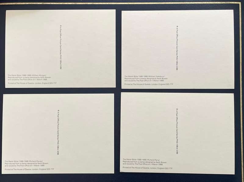 Maxi Cards - UK - The Welsh Bible  - 1588-1988  Stamp sets
