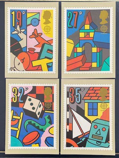 Maxi Cards - UK - Games and Toys set 1989 - Stamp sets