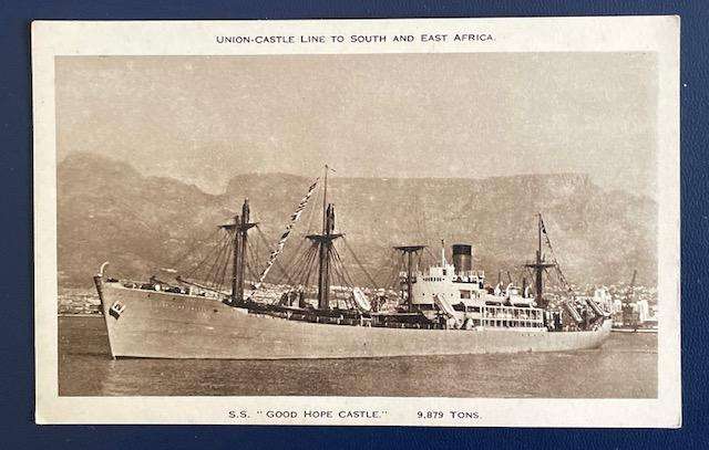 VINTAGE POSTCARD - UNION LINES TO SOUTH AND EAST AFRICA - SS "GOOD HOPE CASTLE"  MARINE HISTORY