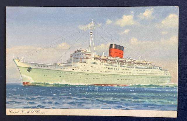 VINTAGE POSTCARD - CUNARD LINES - RMS "CARONIA"  MARINE HISTORY
