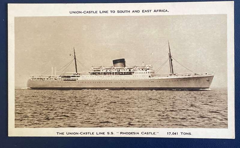 VINTAGE POSTCARD - UNION LINES TO SOUTH AND EAST AFRICA - SS. "RHODESIA CASTLE"  MARINE HISTORY