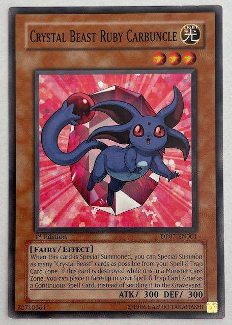 Yu Gi Oh! TCG - CRYSTAL BEAST RUBY CARBUNCLE 1996 1ST EDITION DP07 - EN001