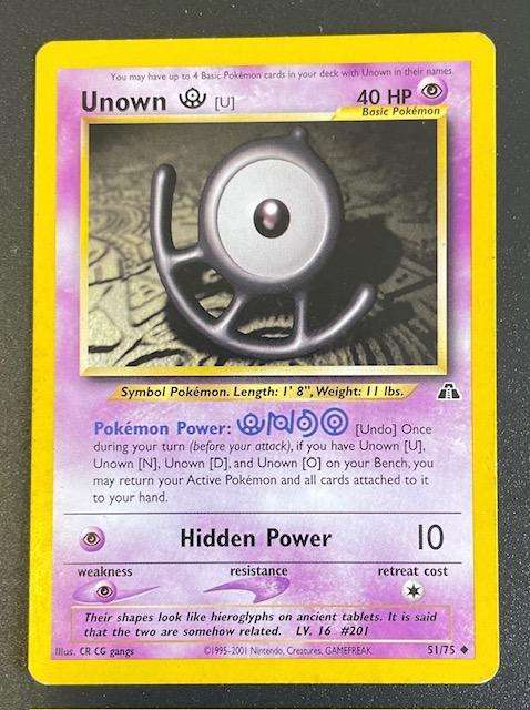 Pokémon Trading Card - 1995 - 2001 - UNOWN (U) - 51/75  UNCOMMON - LP
