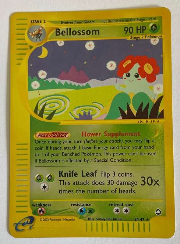 Pokémon Trading Card - 2002 - BELLOSSOM - 5//147 REV HOLO RARE! - LP NM