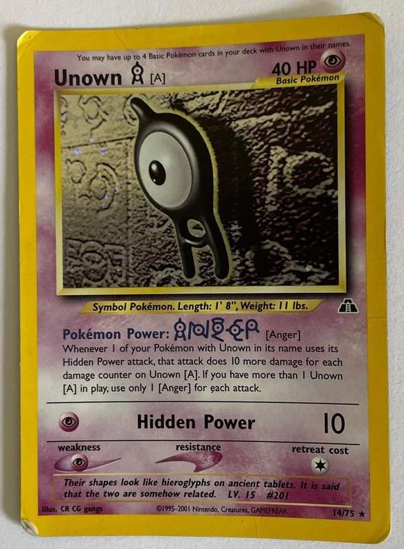 Pokémon Trading Card - 1995 - 2001 - UNOWN (A) - 14/75 - HOLO - WP