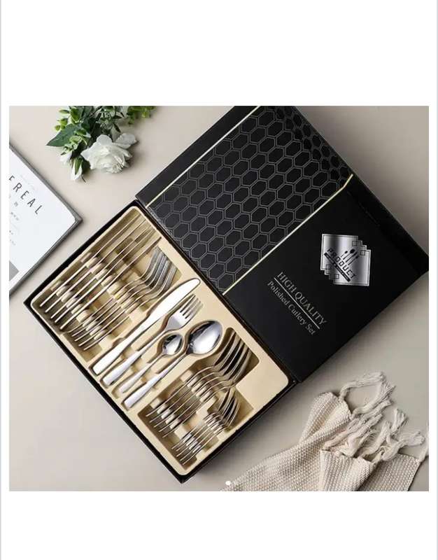Elegant 24pc Polished Cutlery Set - Silver