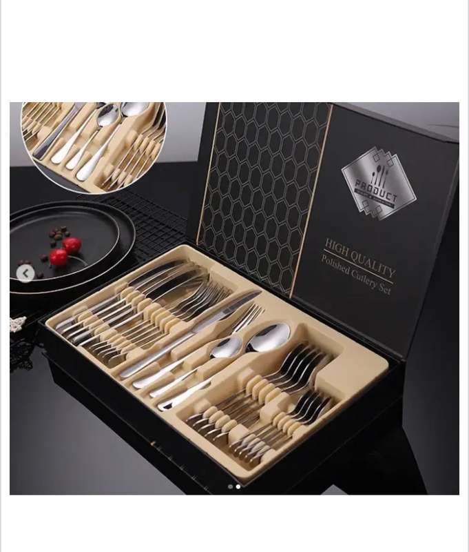Elegant 24pc Polished Cutlery Set - Silver